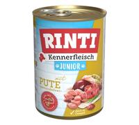 RINTI Kennerfleisch Junior - Nourriture Humide avec 70% de Viande pour Chiens en Croissance - Nourriture complète sans céréales en boîte sans soja, colorants et conservateurs - 12 x 400 g de Dinde