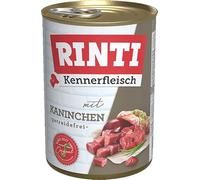 RINTI Nourriture Humide avec 70% de Viande pour Chiens Adultes - Nourriture complète sans céréales dans Une boîte sans soja, colorants et conservateurs - 12 x 400 g de Lapin