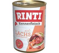 RINTI Nourriture Humide avec 70% de Viande pour Chiens Adultes - Nourriture complète sans céréales en boîte sans soja, colorants et conservateurs - 12 x 400 g de Saumon
