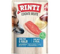 RINTI - Proies légères | Nourriture humide réduite en graisses avec morceaux de viande naturels pour chiens adultes sensibles - Aliment complet en sachet sans additifs artificiels | 10 x 400 g de bœuf