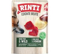 RINTI - Proies légères | Nourriture humide réduite en graisses avec morceaux de viande naturels pour chiens adultes sensibles - Aliment complet en sachet sans additifs artificiels | 10 x 400 g de bœuf