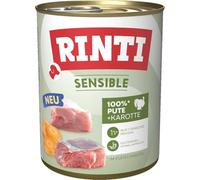 RINTI - Sensible | Nourriture Humide pour Chiens sensibles et Adultes avec Morceaux de Viande naturels. Aliment Complet sans céréales dans Une boîte sans additifs artificiels | 6 x 800 g Dinde +