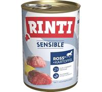 RINTI Sensible - Nourriture Humide pour Chiens sensibles et Adultes avec Morceaux de Viande naturels - Aliment Complet sans céréales en boîte sans additifs - 6 x 400 g de Morse, Foie de Poulet et
