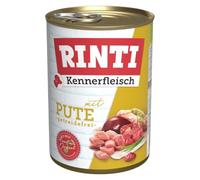 RINTI - Viande de connaisseurs | Nourriture Humide avec 70% de Viande pour Chiens Adultes | Aliment Complet sans céréales dans la boîte sans soja, colorants et conservateurs | 12 x 400 g Dinde