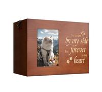 RINVEE Urne funéraire en bois pour chats ou chiens avec cadre photo, boîte à souvenirs en bois avec doublure en flanelle noire comme doublure, urne funéraire pour chat (marron, taille M)