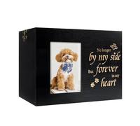 RINVEE Urne funéraire pour chiens ou chats avec cadre photo, boîte à souvenirs en bois avec flanelle noire comme doublure, cadeau commémoratif pour animaux de compagnie (noir, taille M)