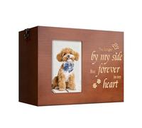 RINVEE Urne pour cendres de chiens ou chats avec cadre photo, boîte à souvenirs en bois avec flanelle noire comme doublure, cadeau commémoratif pour animaux de compagnie (marron, taille M)