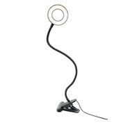 Rio Beauty Station LED Ring Light, Lampe de Bureau avec Pince, Lampe de Lecture à Clipser, Support d'éclairage pour Webcam avec Support de téléphone.