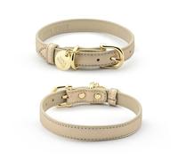 Rio Collier pour chien en cuir végétalien Saffiano, taille M, doré