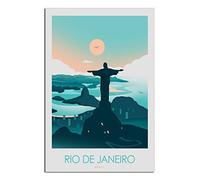 Rio de Janeiro Brésil Poster vintage de voyage paysage 20 x 30 cm Impression sur toile pour salon, chambre à coucher, dortoir, maison, bureau Décoration murale