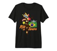 Rio de Janeiro Brésil Vintage Samba Danseuse et Drapeau T-Shirt Haut de Gamme