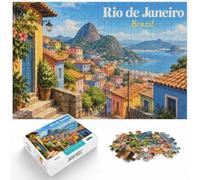 Rio De Janeiro Favelas Puzzle 1000pcs (52x38cm) avec Motif | Pour des moments de détente à la maison : ce puzzle 1000 pièces pour adultes offre un loisir calme à la maison.