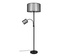 Trio-Leuchten Lampe de table Burton RIO 1xE14 Organza fumé Corps métal noir mat Ø12,5 H28,5
