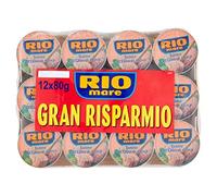 Rio Mare: Lot de 12 canettes de thon en huile d'olive, thon jaune de qualité - 80 g chacune - 960 g au total