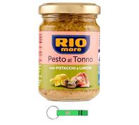 Rio Mare Pesto al Tonno con Pistacchi e Citron Lot de 24 sauces cuites au thon avec pistaches et citron 130 g + porte-clés Beni Culinari