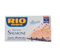Lot de 6 filetto di Salmone al vapore Gusto Affumicato all'Olio di Oliva avec Grani di Pepe Saumon fumé à l'huile d'olive avec grains de poivre 125 g