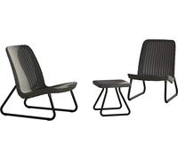 RIO PATIO GREY SET 2 FAUTEUILS + TABLE BASSE EXTÉRIEURE VÉRANDA DE JARDIN (38606