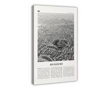 Rio Rancho Impression sur toile style rétro carte de la ville du Nouveau-Mexique et Paysage des États-Unis Noir et blanc 60 x 90 cm