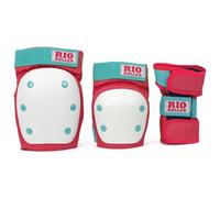 Rio Roller Triple Pad Kit de Protection Skateboard Mixte Adulte, Multicolore (Red/Mint), S