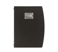 Rio Securit Porte-Menu format A4 avec 1 pochette Double Noir | Plaque Acier Inoxydable - 1 Insert Double Inclus (4 Pages) - Restaurant, Bar