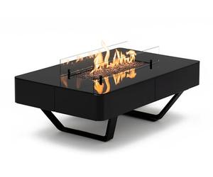 Rio Table Planika - Table Basse avec cheminée au gaz LPG, Noire, Portable, pour Le Jardin et la terrasse