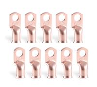 RIOCAN 10pcs 1/0 AWG-3/8”(M10) Ring Terminals 0 Gauge Copper Wire Lugs Battery Cable Ends Heavy Duty Battery Cable Terminal Connectors