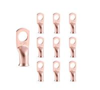RIOCAN 10pcs 4 AWG-3/8”(M10) Ring Terminals 4 Gauge Copper Wire Lugs Battery Cable Ends Heavy Duty Battery Cable Terminal Connectors