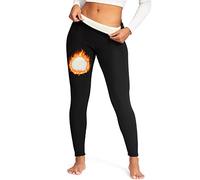 RIOJOY Legging thermique pour femme avec doublure en polaire Teddy - Pour l'hiver, Noir , S