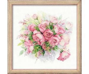 RIOLIS 1335 Roses à l'aquarelle Kit Point de Croix Compté 30 x 30 cm