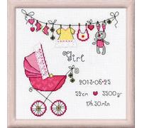 Riolis 28 Fils It's a Girl. Naissance kit de Broderie au Point de Croix, 8 par 20,3 cm