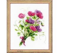 RIOLIS 1606 Bouquet with Sweet Peas Cross Stitch Kit, Coton, Multi Color, 15 x 18 x 0, 1 cm