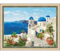 RIOLIS 1644 Santorin Kit Point de Croix Compté 40 x 30 cm | 14 pts blanc Zweigart Aida, 32 coton Anchor couleurs, niveau intermédiaire, grille et aiguille incluses