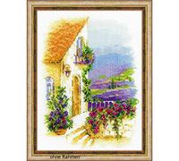 RIOLIS 1689 Ruelle de Provence Kit de Point de Croix Compté 18 x 24 cm | grille et aiguille incluses, kit de broderie - idée cadeau