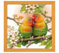 Riolis 1780 Kit de point de croix en coton Motif oiseaux amoureux Multicolore 20 cm
