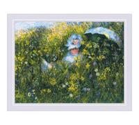 RIOLIS 1850 dans la prairie après C. Monet's Painting Kit de broderie au point de croix compté 1531,4" x 113,4" 14 fils AIDA blanc 28 couleurs