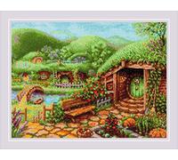 RIOLIS 1904 Collines Vertes Kit de Point de Croix Compté 40 x 29.8 cm | 14 pts blanc Zweigart Aida, 18 laine/acrylique couleurs, niveau intermédiaire, grille et aiguille incluses