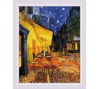 RIOLIS 2217 Terrasse de café la nuit Kit Point de Croix Compté 40 x 50 cm | d'après V. Van Gogh, 40 x 50.2 cm, 14 pts blanc Zweigart Aida, 29 laine/acrylique couleurs, intermédiaire à avancé