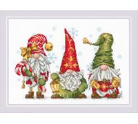 RIOLIS 2234 Gnomes Joyeux Kit de Point de Croix Compté 29.8 x 21 cm | Noël motif, 14 pts blanc Zweigart Aida, 20 coton Anchor couleurs, niveau intermédiaire, grille et aiguille incluses