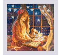 RIOLIS 2262 Livre magique Kit Point de Croix Compté 25 x 25 cm | grille et aiguille incluses, kit de broderie - idée cadeau