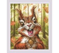 RIOLIS 2302 Délice aux Noix Kit de Point de Croix Compté 15.2 x 17.8 cm | Animalier motif, 14 pts blanc Zweigart Aida, 19 laine/acrylique couleurs, débutant à intermédiaire
