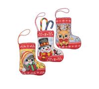 RIOLIS - Bas de Noël 2239AC, Kit de Point de Croix 10,2 x 15,2 cm, Pour Débutants et Confirmés, Broderie de Noël Pour Adultes