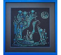 RIOLIS Blackwork Kit 2173 Chat Clair de Lune