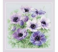 Riolis - Kit de point de croix compté Anémones violettes 11,75"x11,75" 14 Count