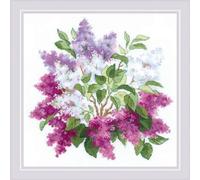 Riolis Counted Cross Stitch Kit de point de croix, fleurs de lilas, 38,3 x 38,1 cm, 10 points