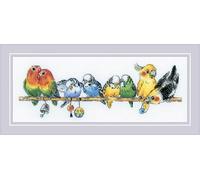 RIOLIS - Counted Cross Stitch Kit Perroquets 2317, point de croix 40x15cm, kit de broderie point de croix, motifs à broder, ensemble de broderie