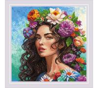 RIOLIS - Floral Muse 2254, Kits de point de croix floral de 39,9 x 39,9 cm, kits de point de croix pour débutants et confirmés, kits de point de croix pour adultes, kits de point de croix comptés, kit