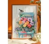 RIOLIS - Garden Flowers 2299, kits de point de croix floral 39,9 x 49,9 cm, kits de point de croix pour débutants et avancés, kit de broderie au point de croix pour adultes, kit de broderie compté
