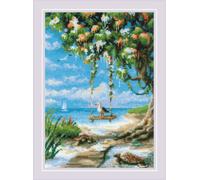 RIOLIS - Balançoire de plage 2215, kits de point de croix animaux 21,3 x 29,9 cm, kits de point de croix pour débutants et avancés, kits de point de croix pour adultes, kits de point de croix comptés,
