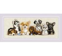 Riolis kit de broderie au point de croix "Chiots", motif à compter, 40x15cm