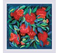 RIOLIS Kit de broderie au point de croix compté pour panneau et coussin Motif jardin de grenades 40 x 49 cm
